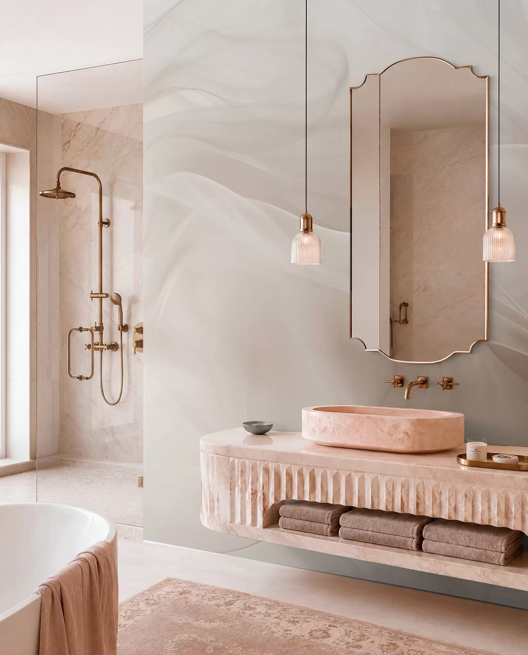 Wall Mural Photo Wallpaper Soft beige smoky waves in abstract style w09273v1
