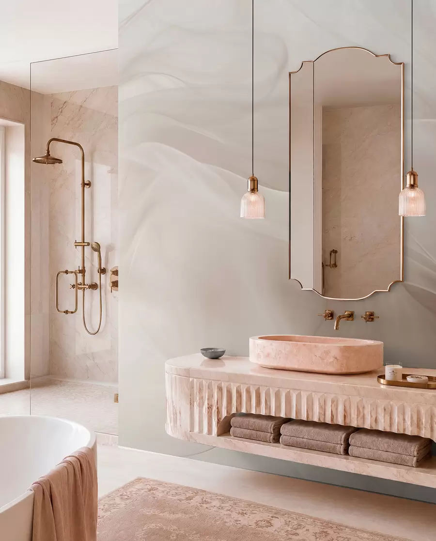 wall murals Soft beige smoky waves in abstract style w09273v1