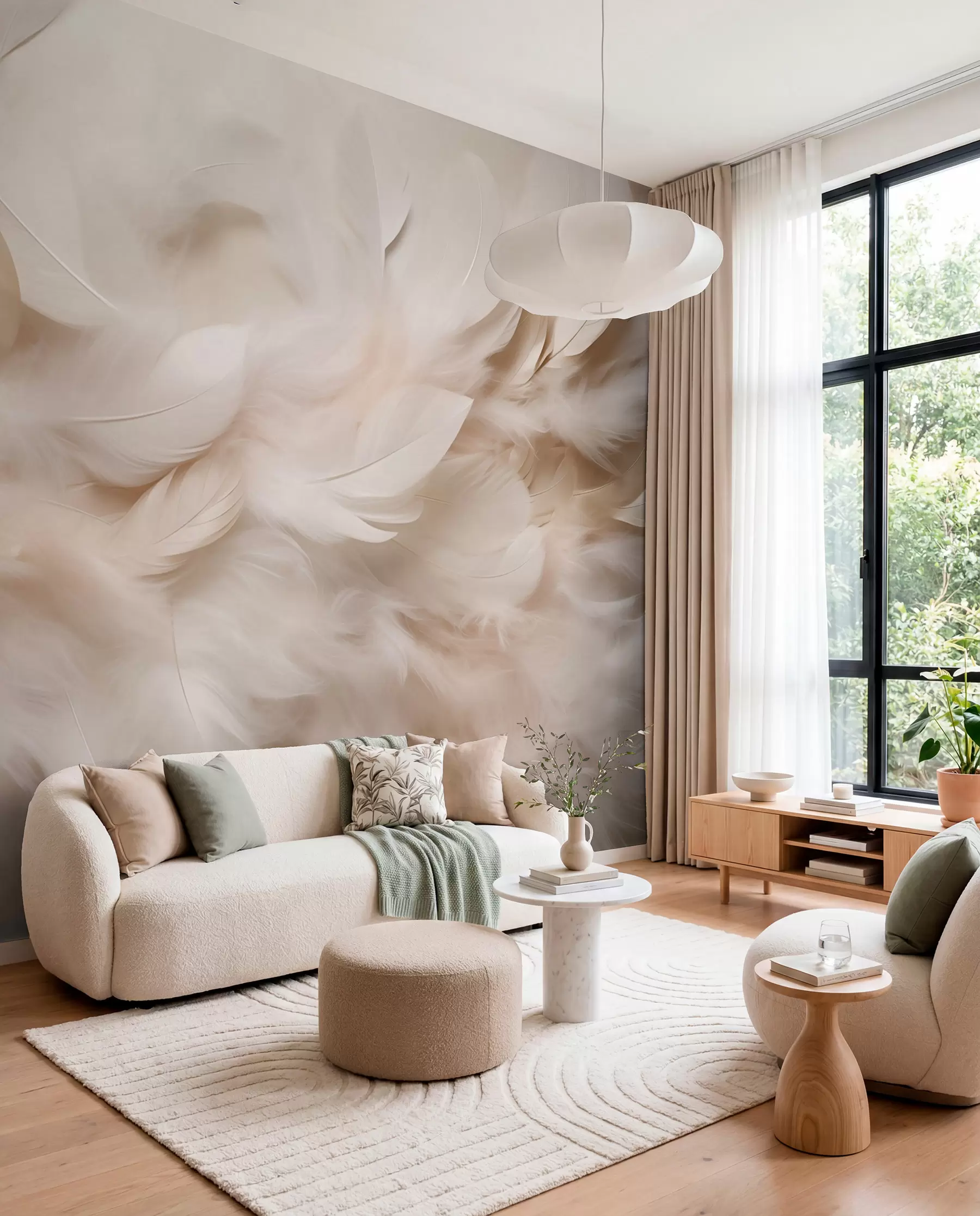 wall murals Ivory Feather Closeup w09274
