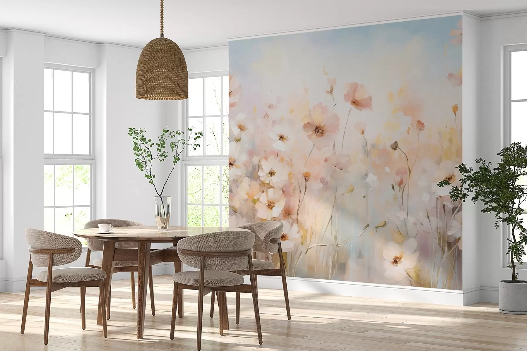 Wall Mural Photo Wallpaper Wildflowers in pastel shades in watercolor style w09280