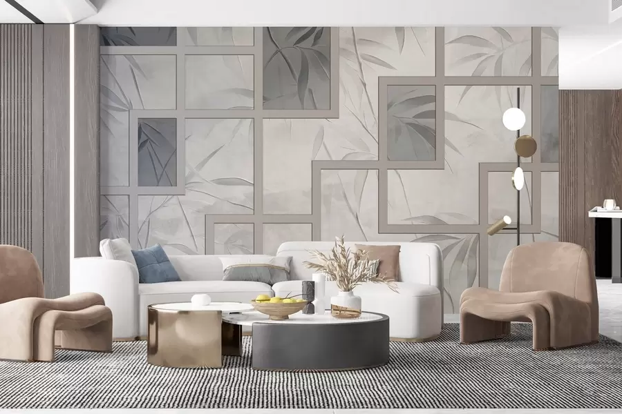 peintures murales Bambou et géométrie w04319