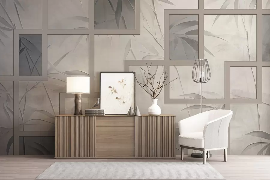 Wall Mural Photo Wallpaper Bamboo and geometry w04319