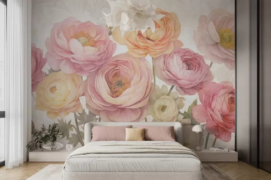 Wall Mural Photo Wallpaper Vintage bouquet of ranunculus w04326