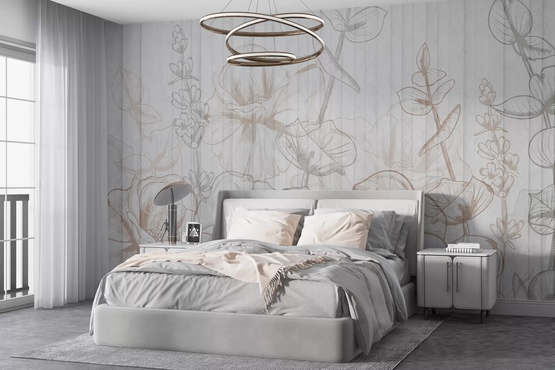 wall murals Plant silhouettes on a concrete background w04327