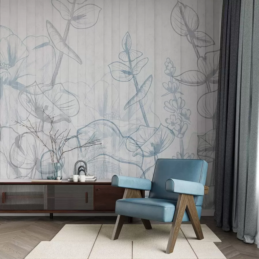 wall murals Plant silhouettes on a concrete background w04327v1