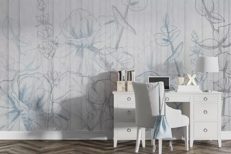 wall murals Plant silhouettes on a concrete background w04327v1