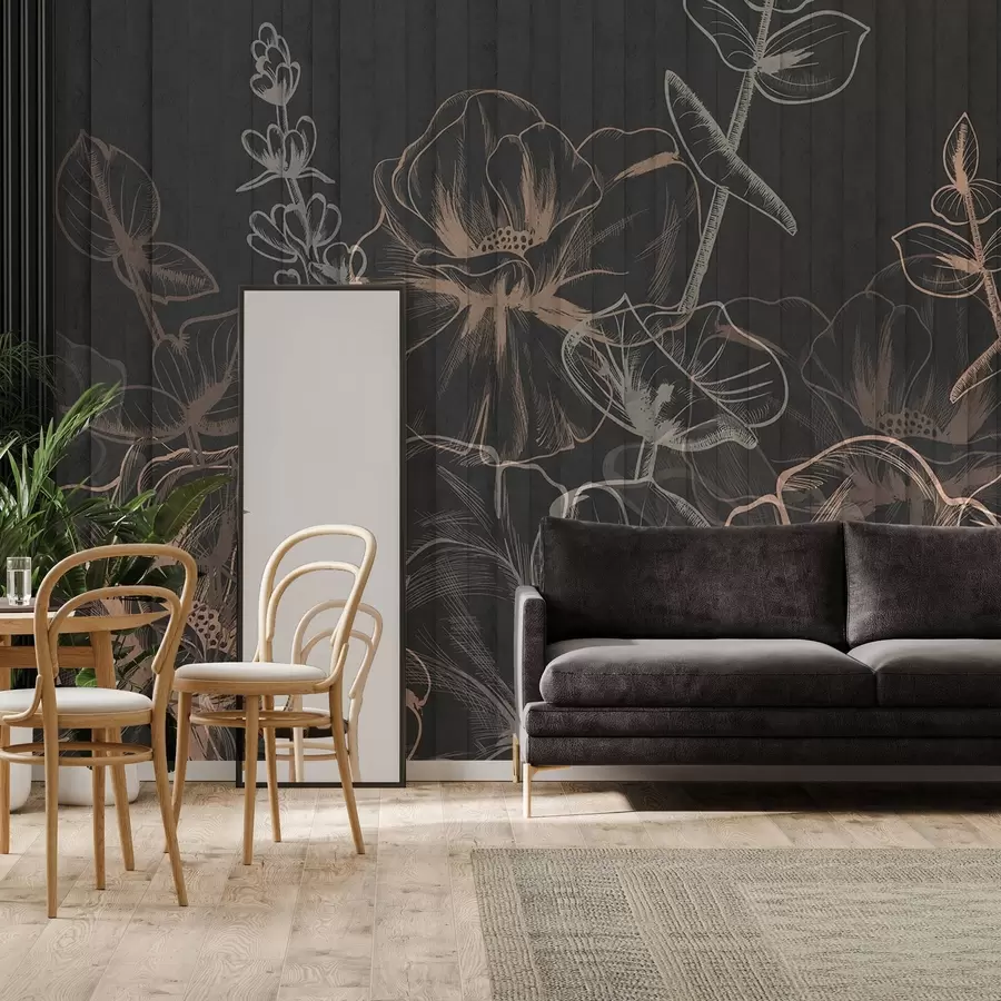 wall murals Plant silhouettes on a concrete background w04327v2