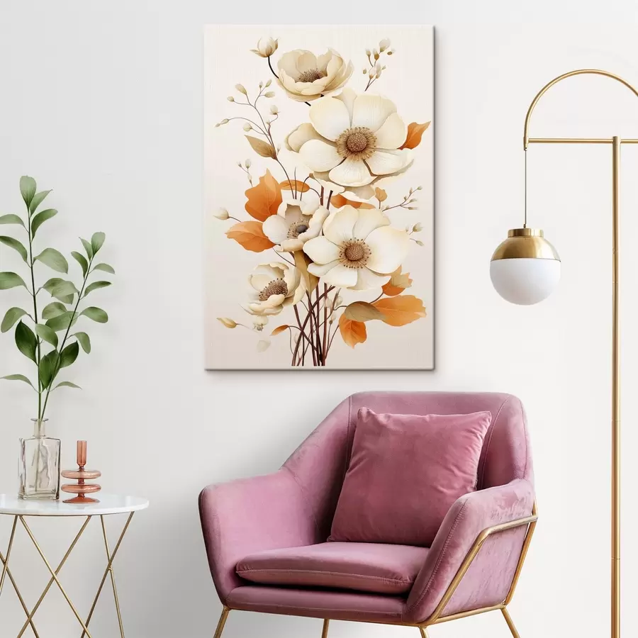 murales Flores claras sobre fondo beige s44549