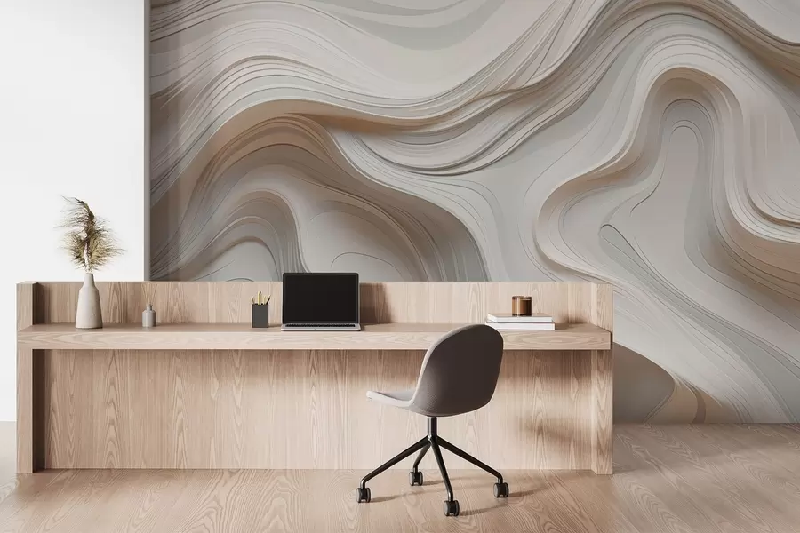 wall murals Abstraction with smooth curves w04355