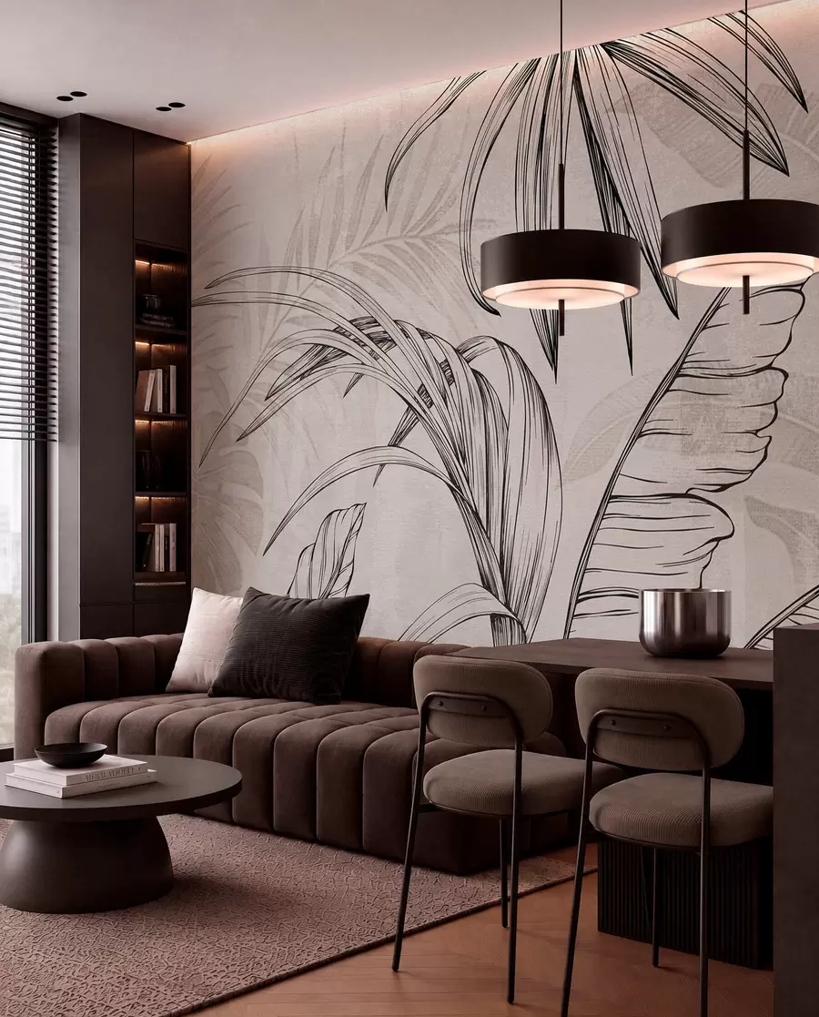 Wall Mural Photo Wallpaper Leaves on background with imitation blur and texture w04362