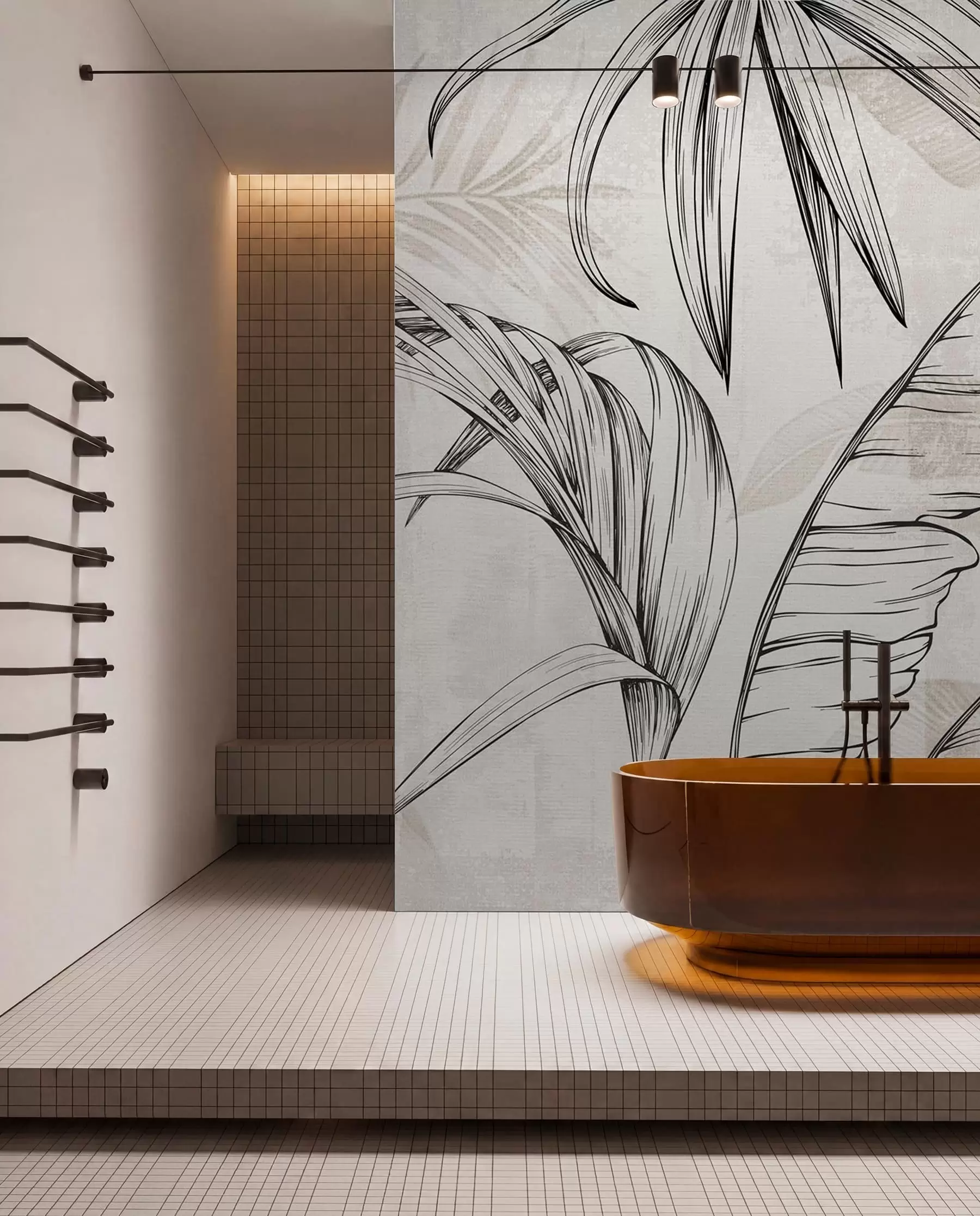 wall murals Leaves on background with imitation blur and texture w04362