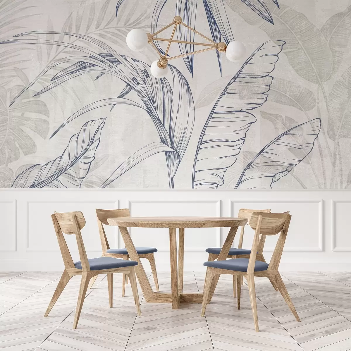 murales Hojas sobre fondo con imitación de desenfoque y textura w04362v1