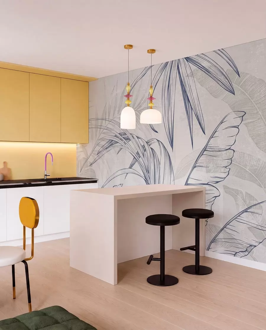 Wall Mural Photo Wallpaper Leaves on background with imitation blur and texture w04362v1