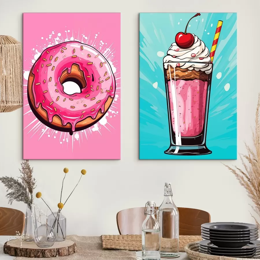 wall murals Donut and milkshake m00553