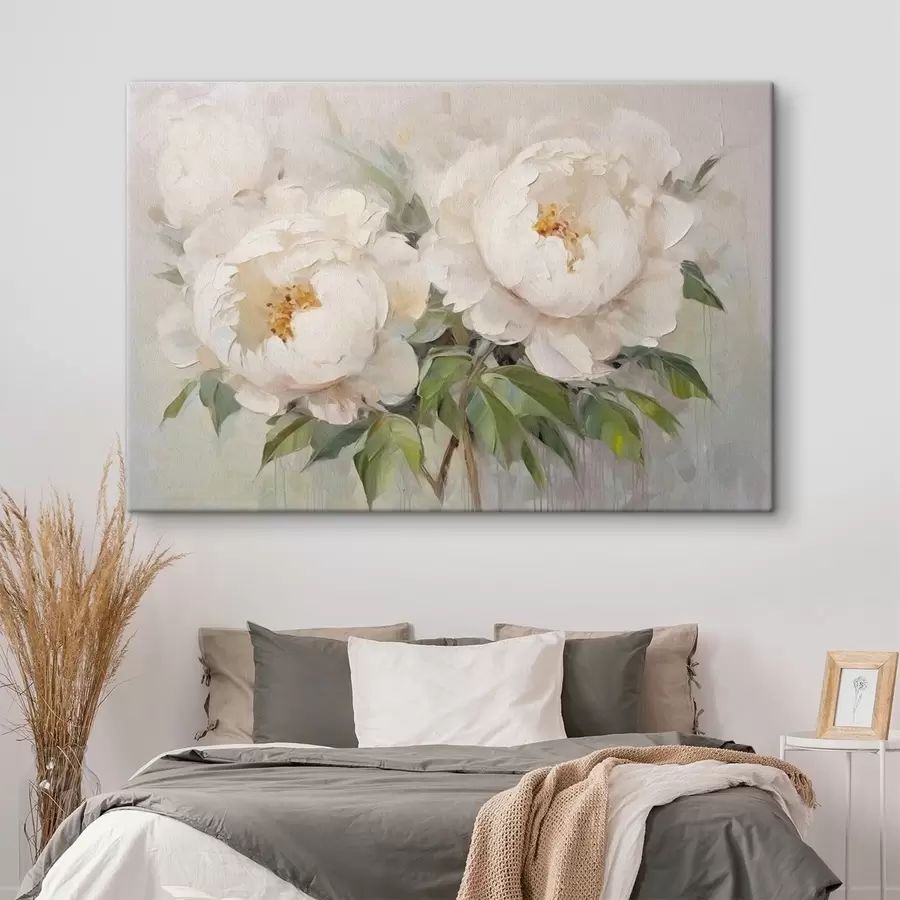 wall murals Delicate white peonies s45268