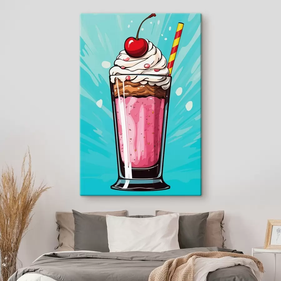 wall murals Strawberry milkshake with cherries s45273