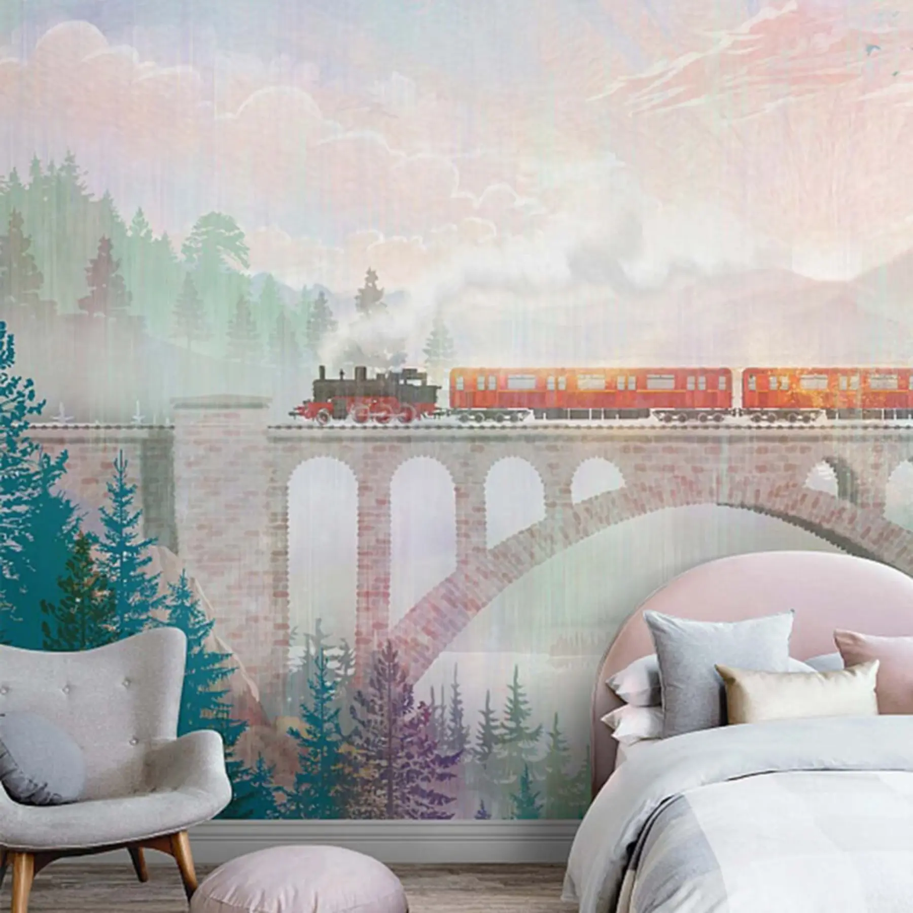Wall Mural Photo Wallpaper Train, art paint e paint u64350