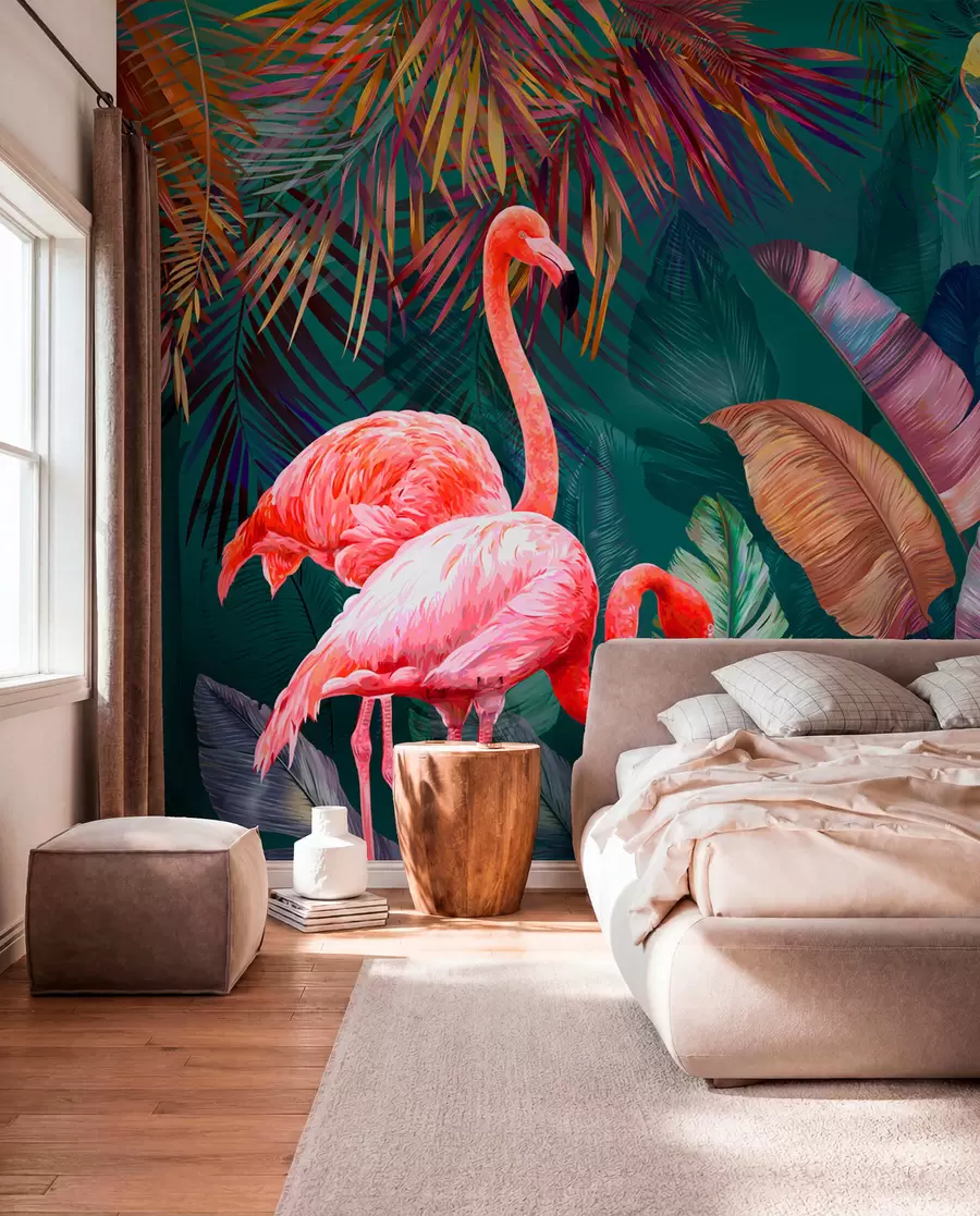 peintures murales Flamants roses sous les tropiques colorés u80403