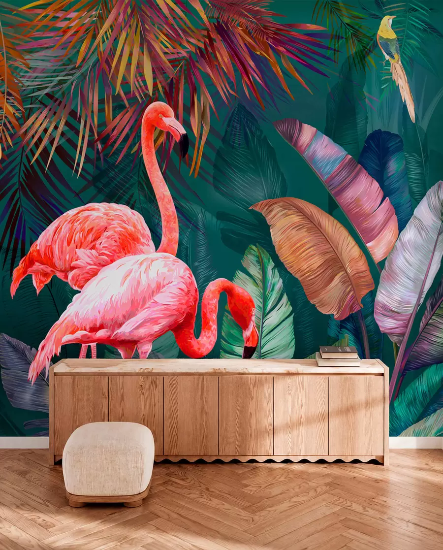 peintures murales Flamants roses sous les tropiques colorés u80403