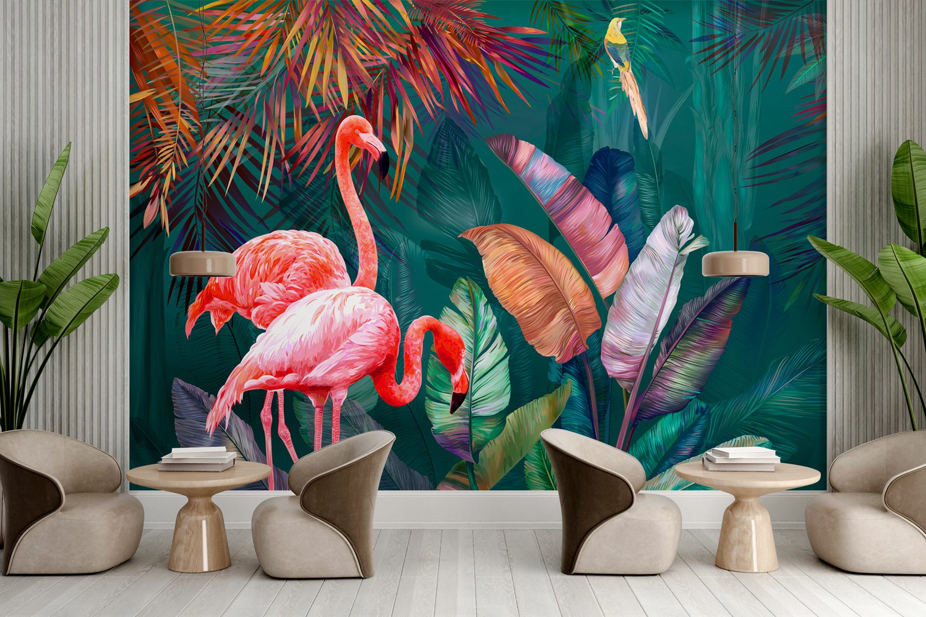 3D FLOWER FLAMINGO 2775 Wallpaper Mural Paper Wall Print Indoor Murals - View #8