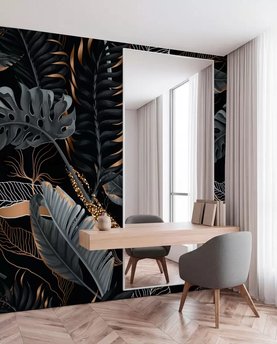 peintures murales Feuillage tropical sur fond noir u71889