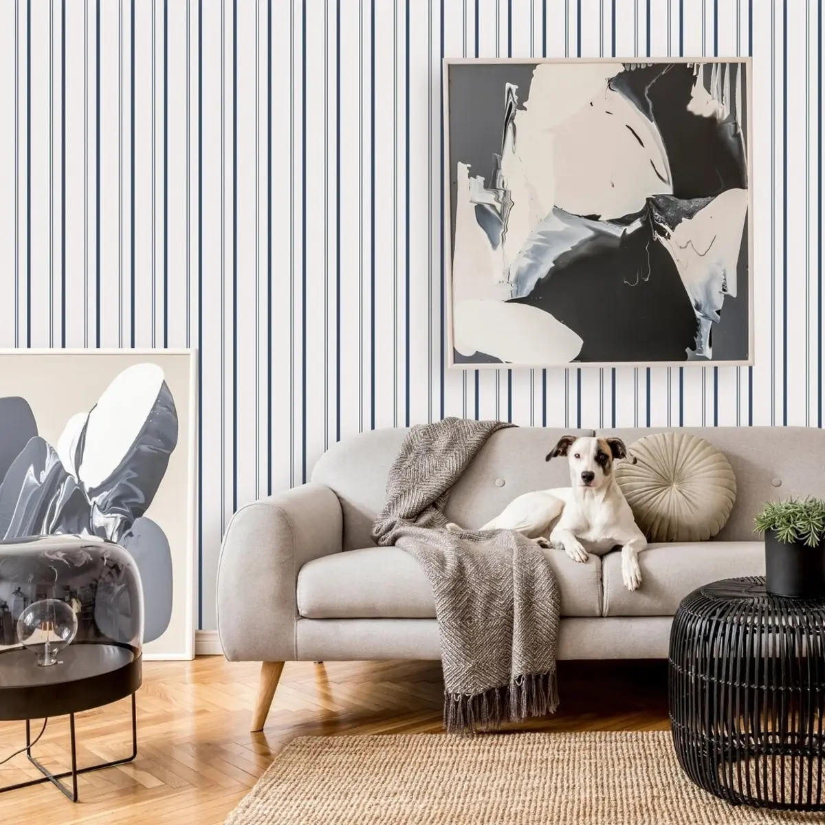 Wall mural Blue striped wallpaper