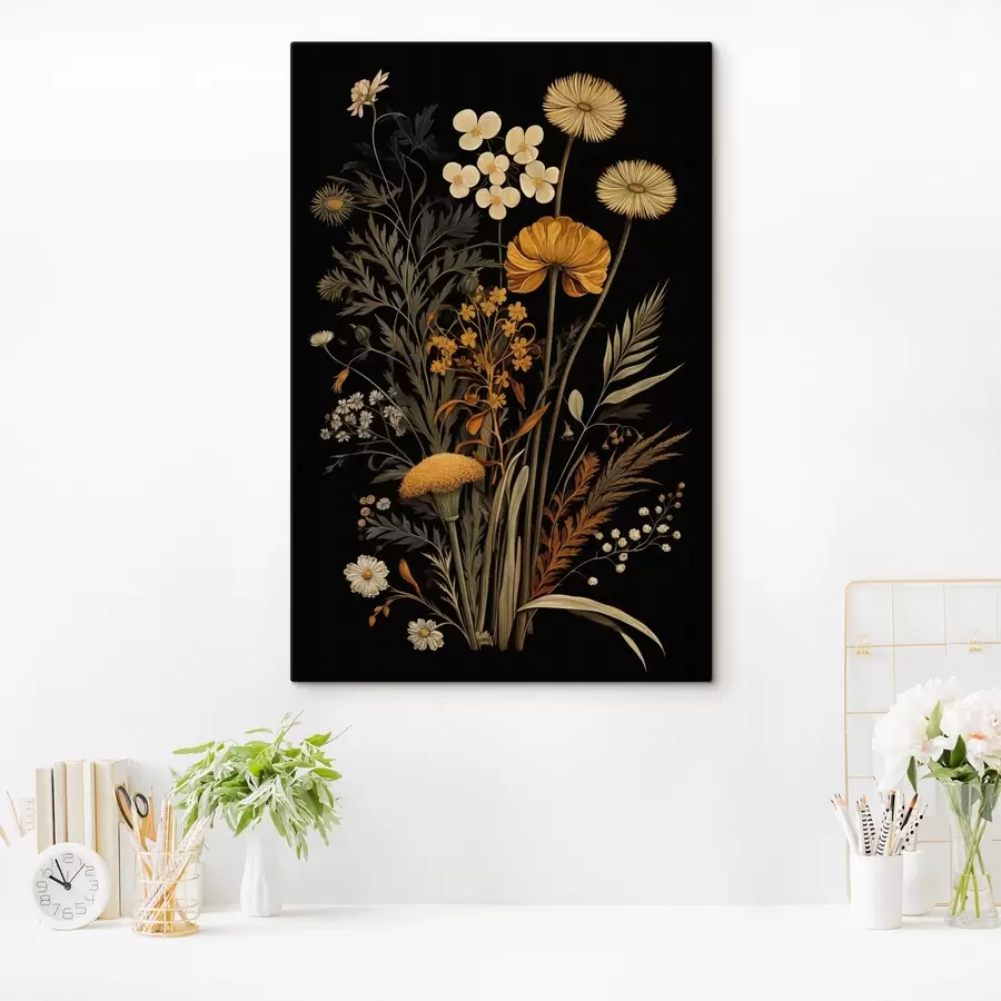 murales Flores silvestres de colores oscuros s45271