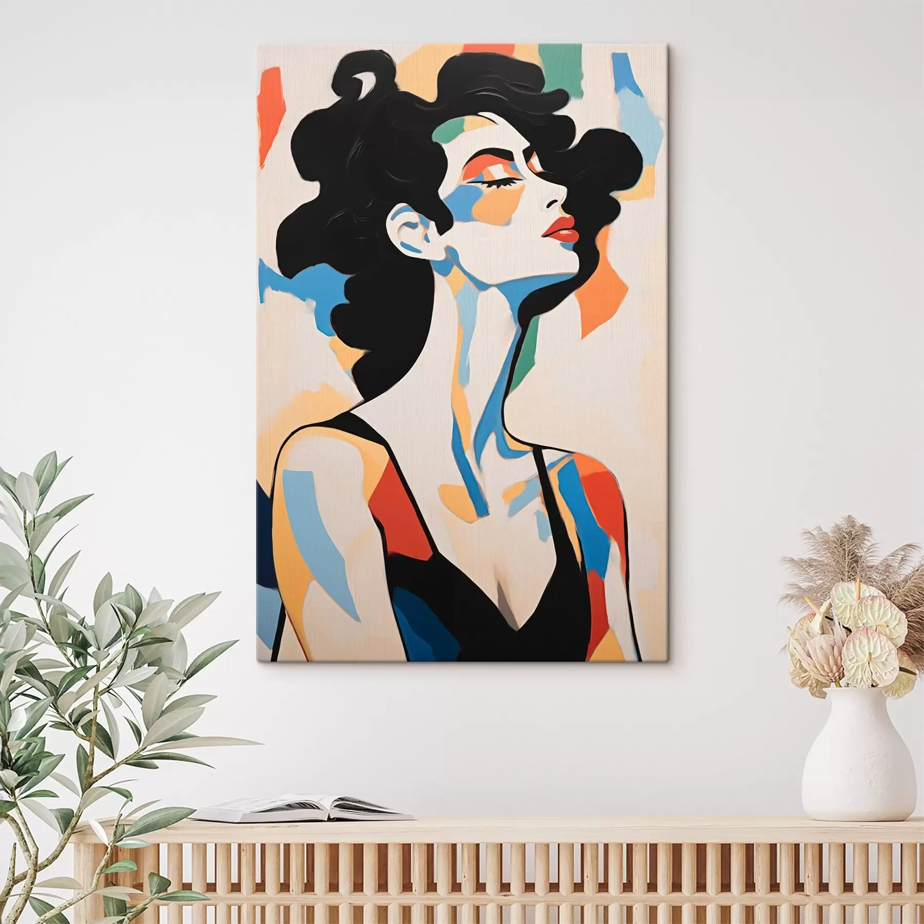 murales Retrato abstracto de una mujer con imitación de pinceladas s45233