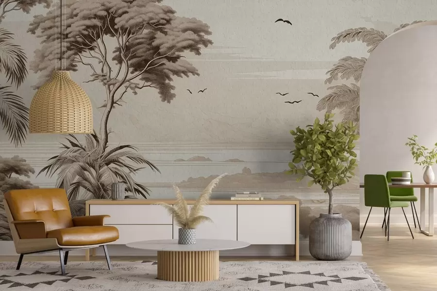 peintures murales Des arbres à l'horizon w04363