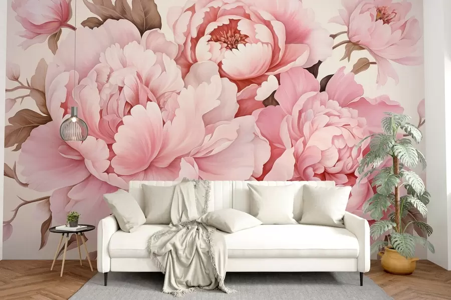 peintures murales Pivoines délicates w04365