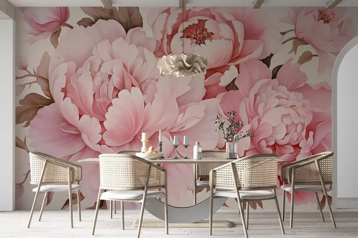 wall murals Delicate peonies w04365