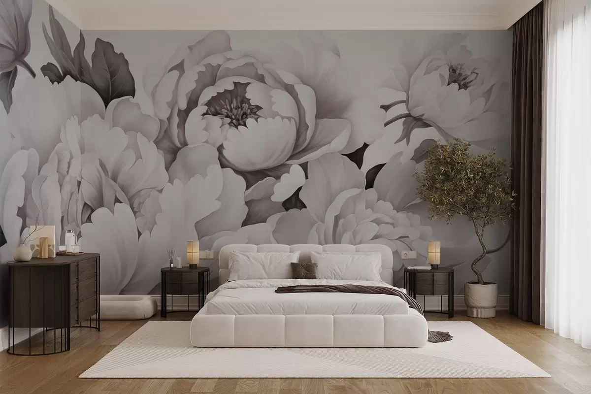 wall murals Delicate peonies w04365v2