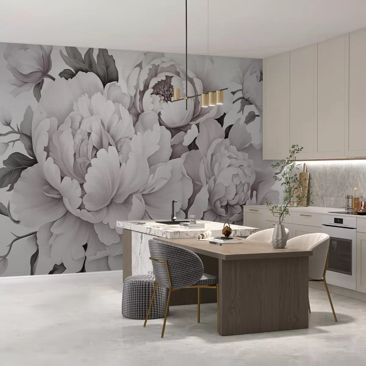 murales Delicadas peonías w04365v2