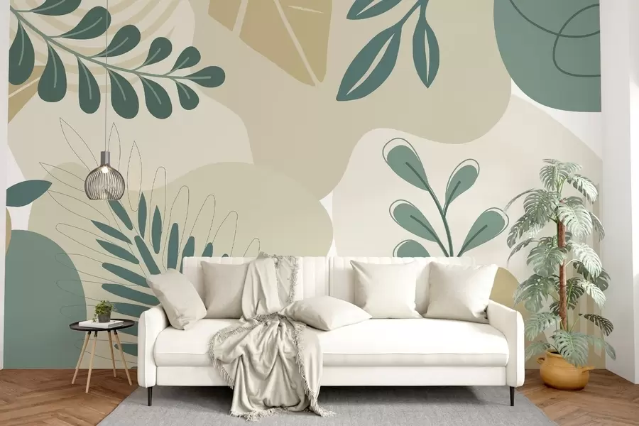wall murals Abstraction, leaves w04366v2