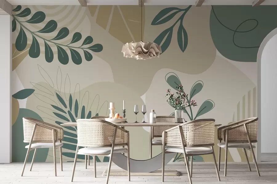 peintures murales Abstraction, feuilles w04366v2