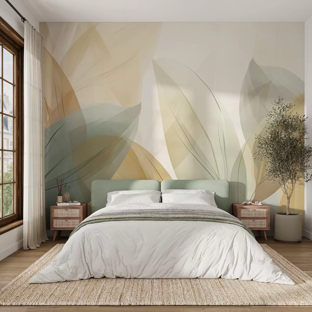 Wall Mural Photo Wallpaper Transparent leaves in abstract style w04351