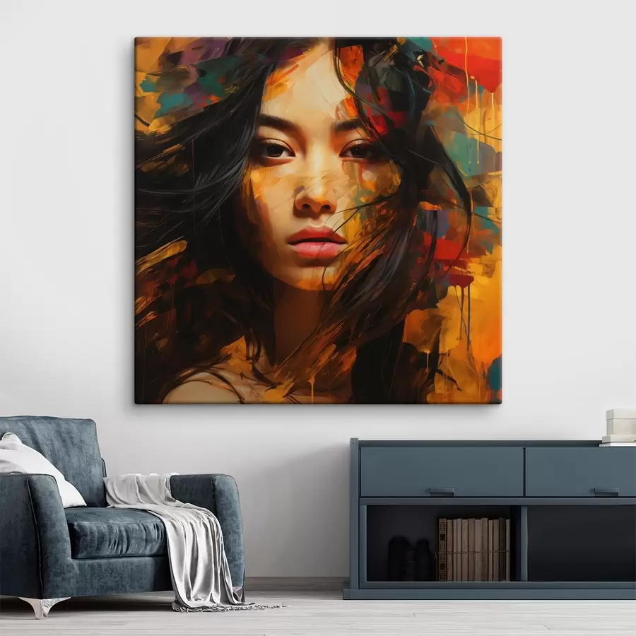 murales Retrato de una mujer en estilo de arte abstracto s45039