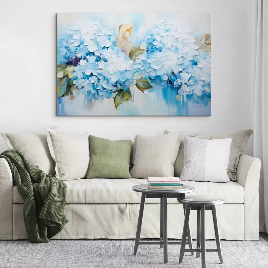 wall murals Pastel hydrangeas in volumetric painting technique s45052