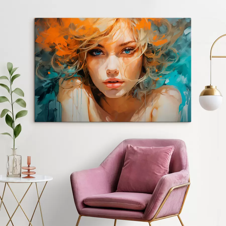 murales Expresiva imagen femenina en estilo abstracto-realista s45061