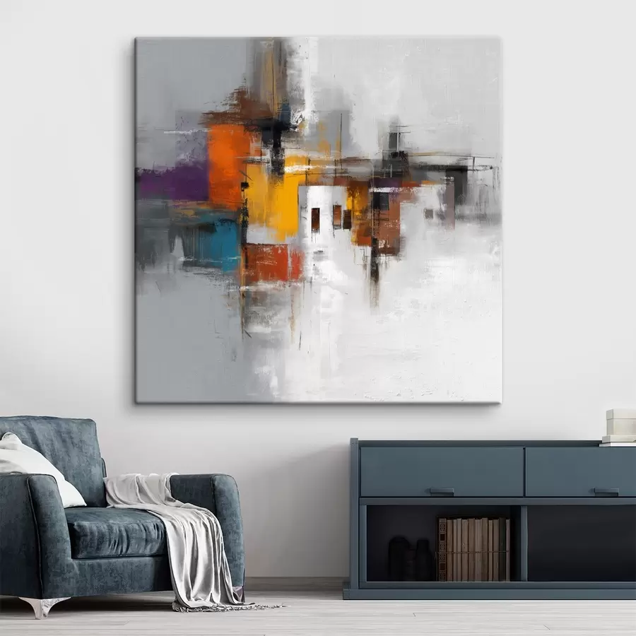 murales Abstracción colorista con motivos geométricos s45239