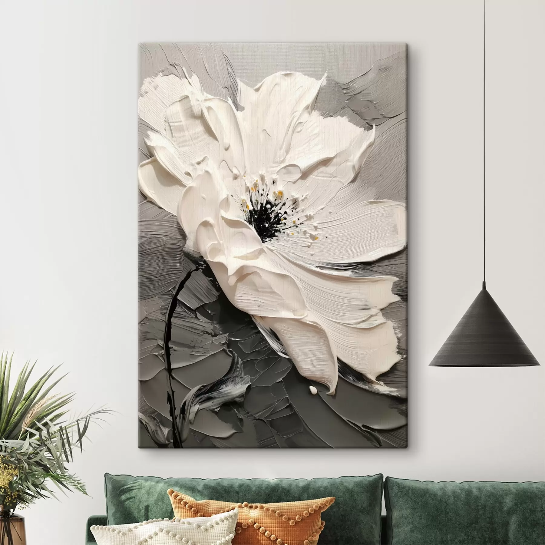 murales Elegante floración: pintura moderna con textura en relieve s45246