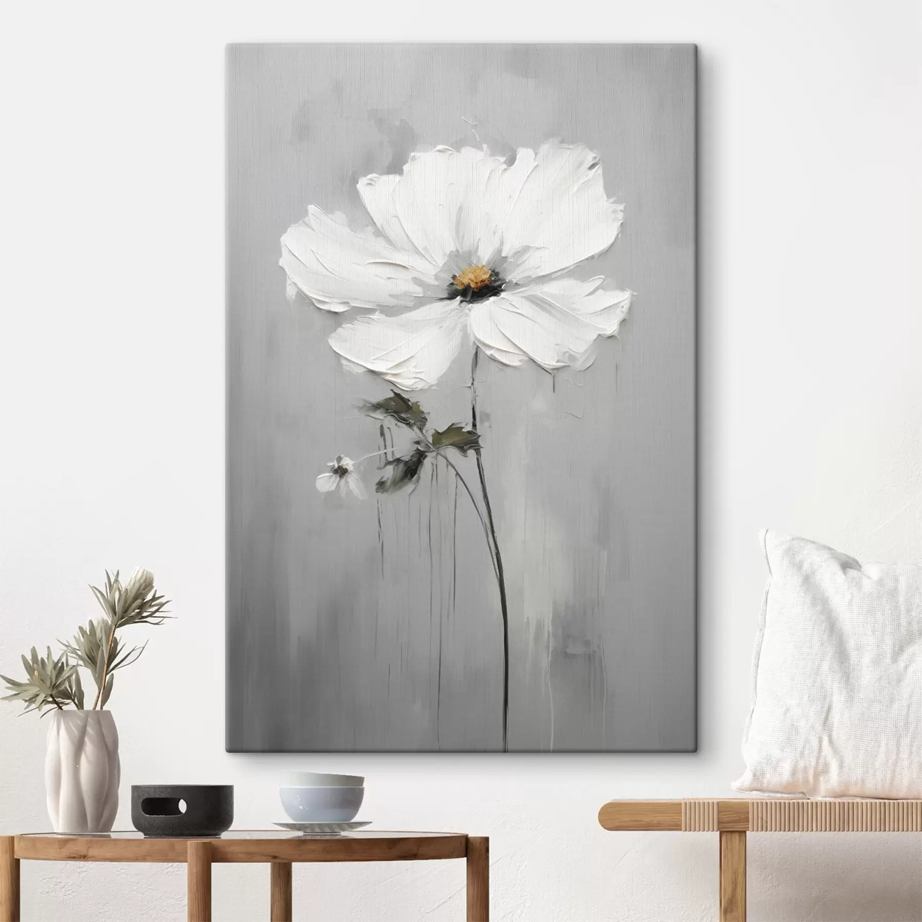 wall murals Monochrome flower in volumetric style s45253