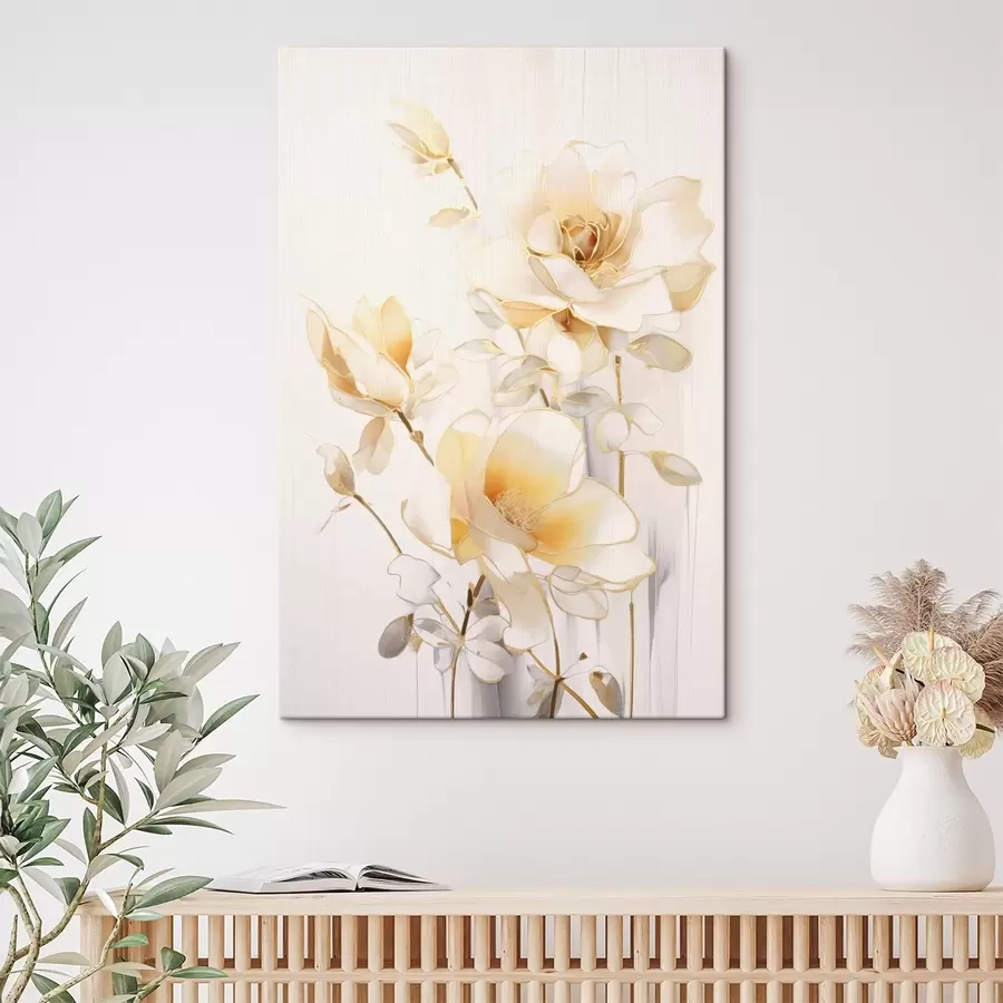 murales Flores de luz: arte moderno con tonos suaves s45258