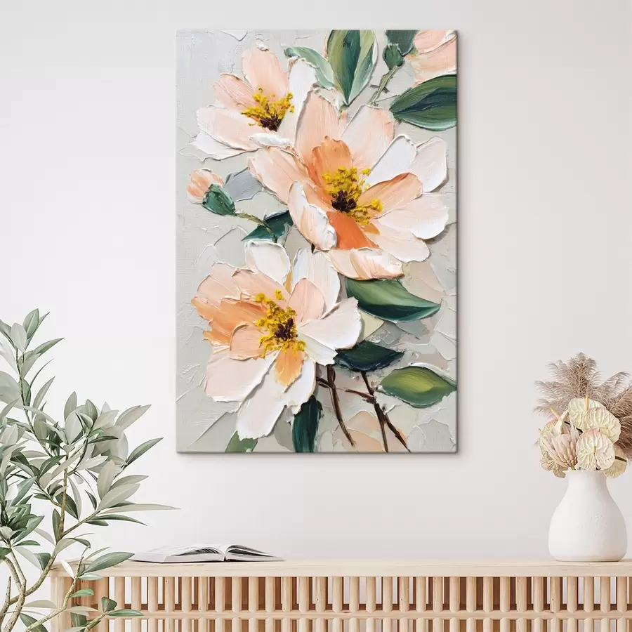 murales Flores con pétalos de punta blanca y centro amarillo s45262