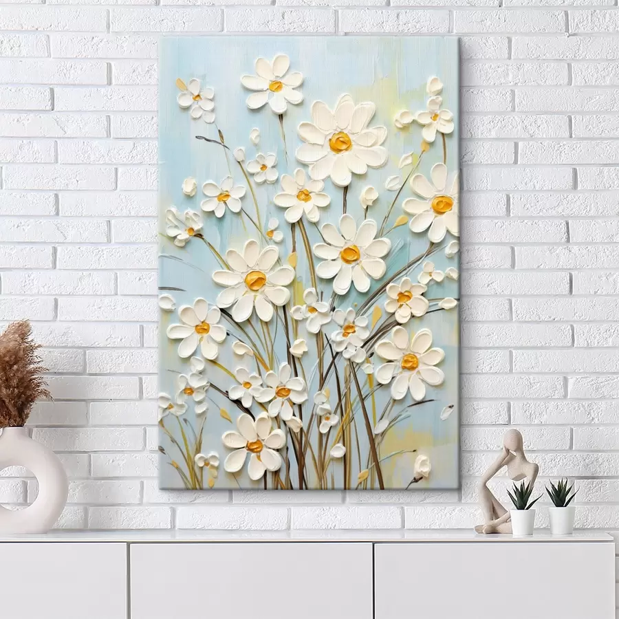 wall murals Textured daisies: impasto art with expressive brushstrokes s45266
