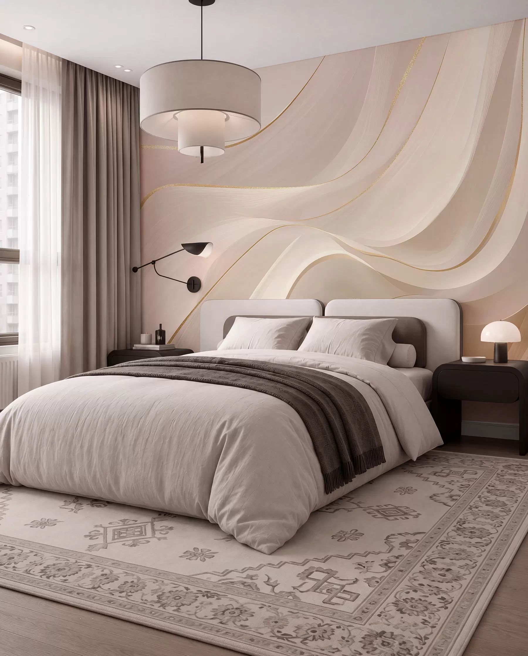 Wall Mural Photo Wallpaper Cream Ribbons in Motion w09303