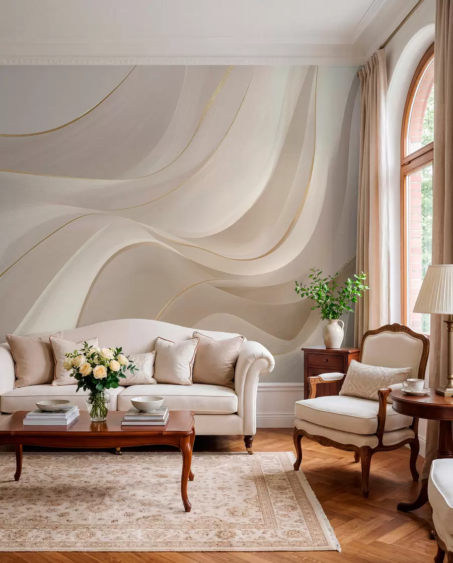 Wall Mural Photo Wallpaper Cream Ribbons in Motion w09303