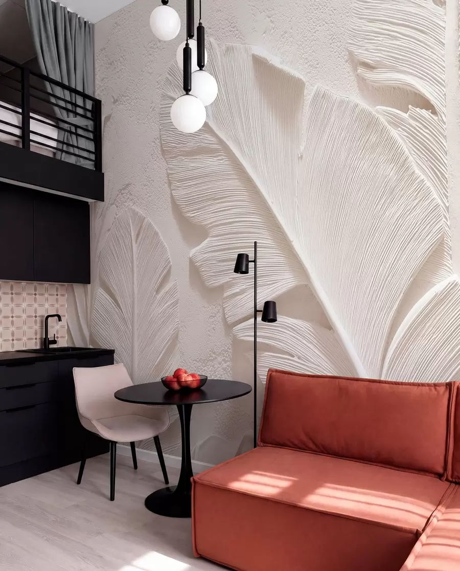 Wall Mural Photo Wallpaper Relief leaves in warm beige-sand tones w09307v1