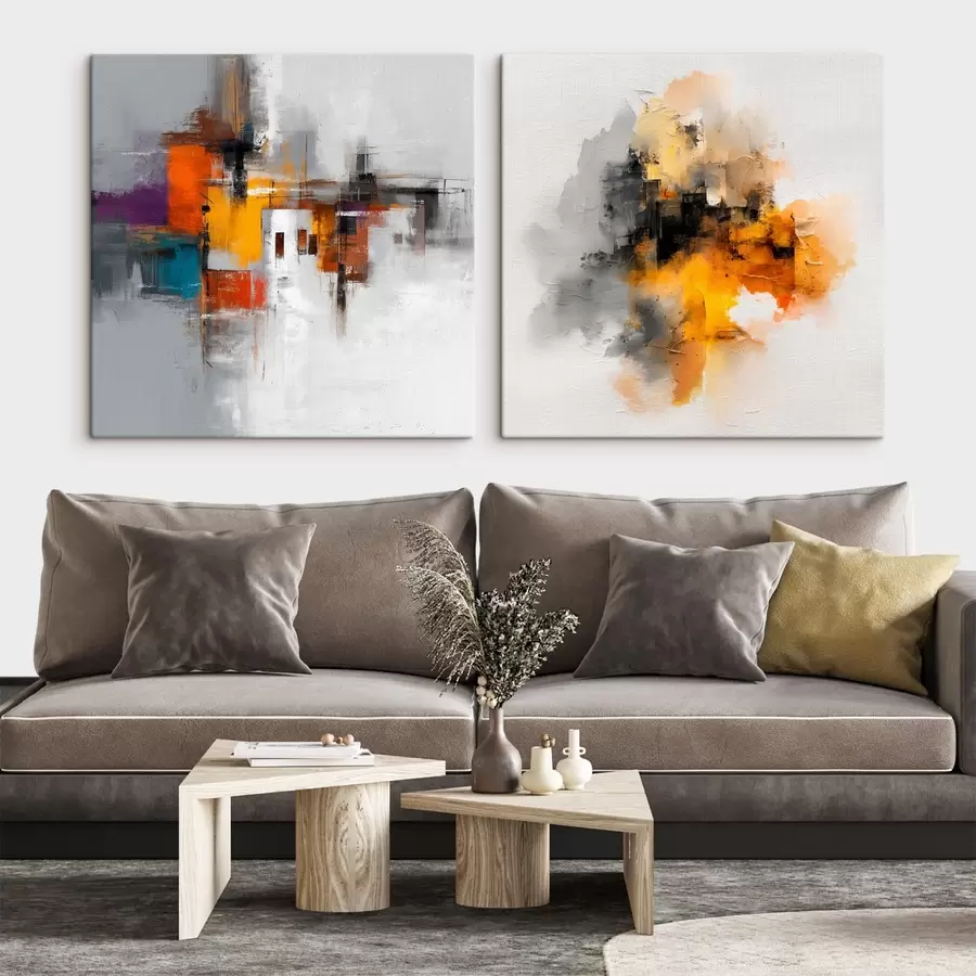 murales Ciudad expresiva: composición artística con colores contrastados m00566