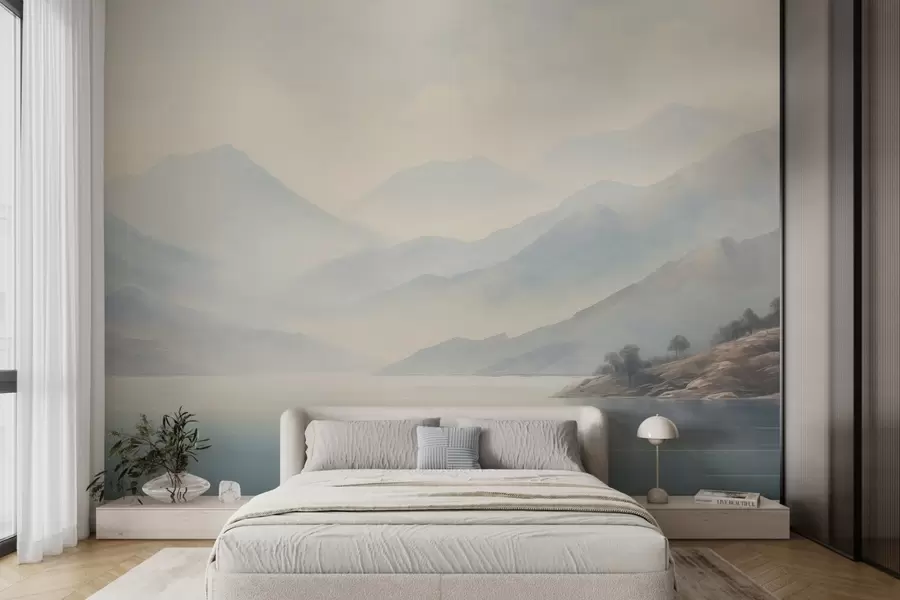 wall murals Mountains by the lake w04382